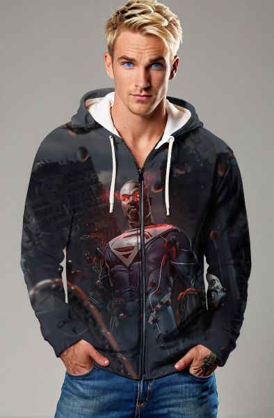 Apex Force Zip Hoodie – Shadow Black with Red Pulse Core