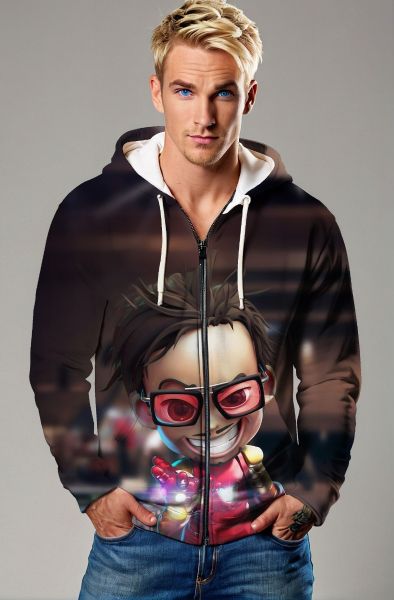 Dark Brown Chibi Stark Zip Hoodie – Powered Up Personality