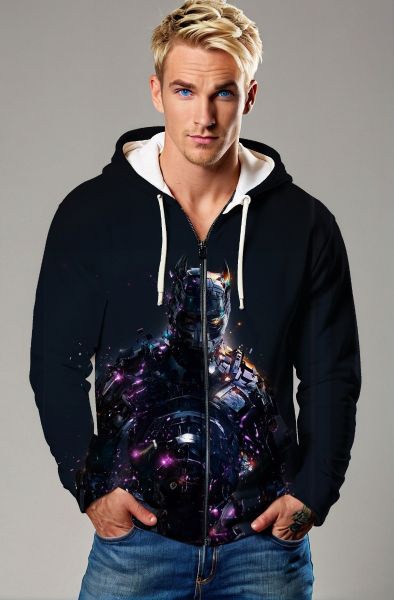 Black Zip-Up Tech Hoodie – Cyberpunk Armor Series