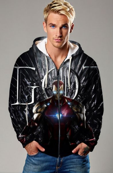 Iron Man and Game of Thrones Crossover Black and Red Zip Up Hoodie