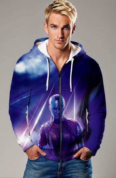 Guardians of the Galaxy Inspired Nebula Blue and Purple Zip Up Hoodie