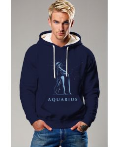 Aquarius Starry Sky Glitter Unisex Hoodie in Blue