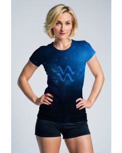Aquarius Constellation Art Unisex T-Shirts with Starry Sky Symbol in Blue
