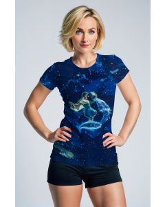 Aquarius Wave Flow Unisex Blue T-Shirts