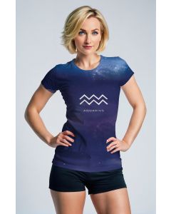 Mystic Midnight Purple Galaxy Aquarius Symbol Unisex T-Shirts