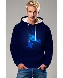 AquaBlue Unisex Hoodies with Gleaming Triangular Constellation and Stars Design around Uranus