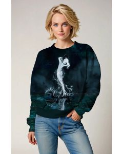 Alcmene Aquarius Waterflow Graphic Unisex Sweatshirt in Midnight Blue