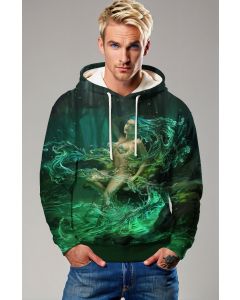 Mythical Aquarius Splash Unisex Hoodie in Forest Green