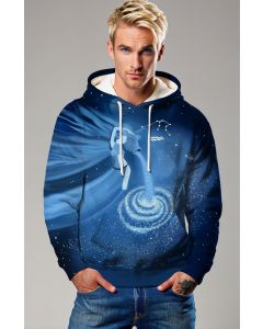 Athenian Aquarius Hoodie with Glittering Waterfall Design on Blue Night Sky