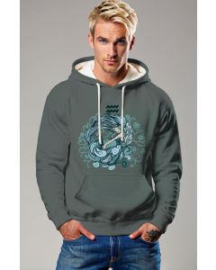 Aquarius Hoodies Green Unisex Cartoon Style Helen with Water Jug Graphic