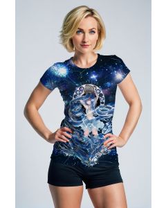 Aquarius Myth Girl Unisex T-Shirts with Blue Starry Sky Design