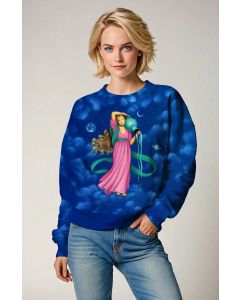 Aquarius Goddess Alcmene Green Ribbon Cloud Sky Blue Unisex Sweatshirt