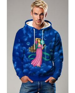Aquarius Myth Goddess Alcmene Green Ribbon Cloud Sky Blue Unisex Hoodie