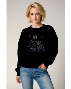 Aquarius Unisex Sweatshirts with Uranus Bubble Design in Black