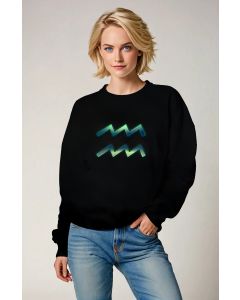 Aquarius Symbol Gradient Sweatshirt Unisex in Black