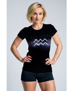 Aquarius Night Sky Purple Galaxy White Glow Unisex T-shirts