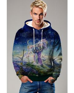 Aquarius Goddess Alcmene Garden Purple Dress Blue Starry Sky Unisex Hoodie