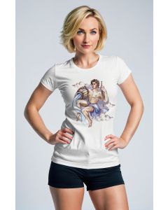 Aquarius Hephaestus Guardian Watercolor Unisex T-shirt in Lilac on White