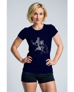 Aquarius Guardian Hephaestus Unisex T-Shirt in Deep Blue with Simple White Line Art