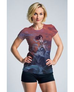 Aquarius Goddess Aphrodite Wave Crest Unisex T-Shirt in Mahogany Brown