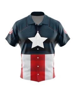 Captain America Marvel Button Up Hawaiian Shirt
