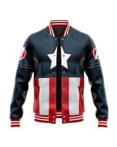 Captain America Cosplay Marvel Varsity Jacket