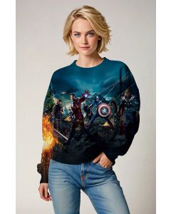 Dark Blue Avengers Team Battle Crewneck Sweatshirt