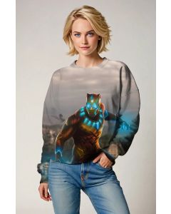 Black Panther Vibranium Charge City Run Marvel Design Crewneck Sweatshirt