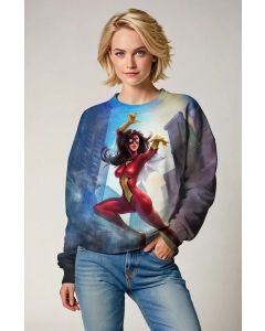 Jessica Drew / Spider-Woman Red Suit Graphic Crewneck Sweatshirt – Bold Black