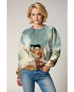 Run in style with the Makkari Sweatshirt, featuring a vibrant graphic of Makkari in her superhero costume.