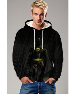 Black Batman Rain Pullover Hoodie – Heroic Comfort for Fans