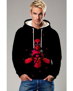 Black Deadpool Heart Hands Pullover Hoodie – Cozy Hero Vibes