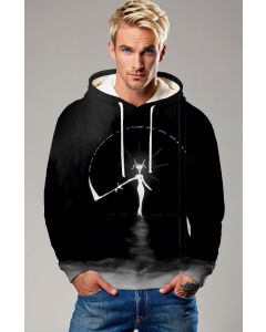 Black Silhouette Warrior Hoodie – Mysterious Glow Edition