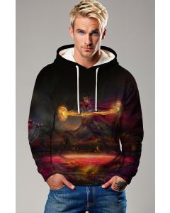 Mystic Power Graphic Hoodie – Bold Red & Black Pullover for Men