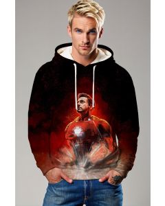 Iron Avenger Graphic Hoodie – Fiery Red & Black Pullover Sweatshirt