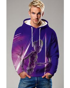 Guardians of the Galaxy Inspired Groot Purple and Blue Cosmic Pullover Hoodie