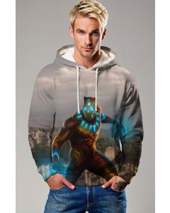 Black Panther Vibranium Charge City Run Marvel Design Pullover Hoodie