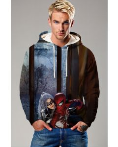 Spider-Man & Black Cat Urban Romance Hoodie – Midnight Brown & Frosted Blue