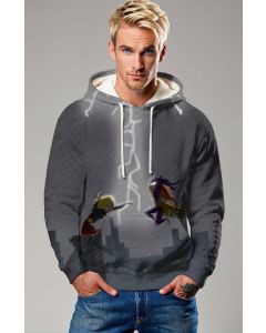 Chibi Clash Hoodie – Stormy Rooftop Showdown
