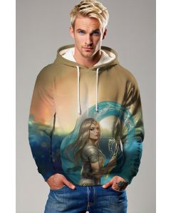 Bring the power of the Eternals to your wardrobe with this Thena hoodie, featuring the goddess in all her glory
