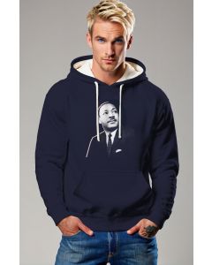 Relaxed Fit Comfortable Dark Blue Printed Martin Luther King Fashion Simple Hoodie