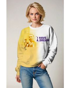 Colorful Patchwork Yellow Print Martin Luther King Unique Comfortable Crewneck Sweatshirt