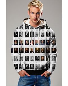Presidential Portrait Black and White Hoodie Comfort Fit White Background