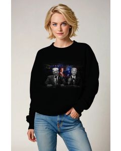 Presidential Memorial Black Crewneck Sweatshirt with Diplomatic Print