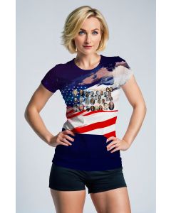 Presidential Memorial American Flag Graphic Blue Casual TShirt
