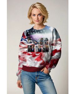 Presidential Comfort Red Flag Print Crewneck Sweatshirt