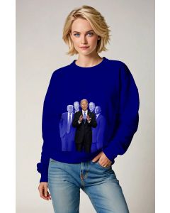 Presidential Blue Graphic Print Casual Sweatshirt