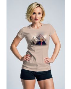 Soft Comfortable Stylish Trump Portrait Presidential Memorial Khaki T Shirt
