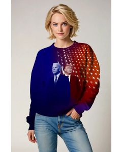 Biden Trump Presidential Memorial Blue and Red Colorblock Sweatshirt