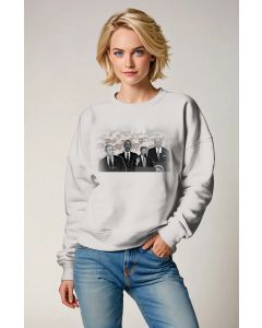 Simple Comfortable Black and White Presidential Print Fashion Crewneck Sweatshirt